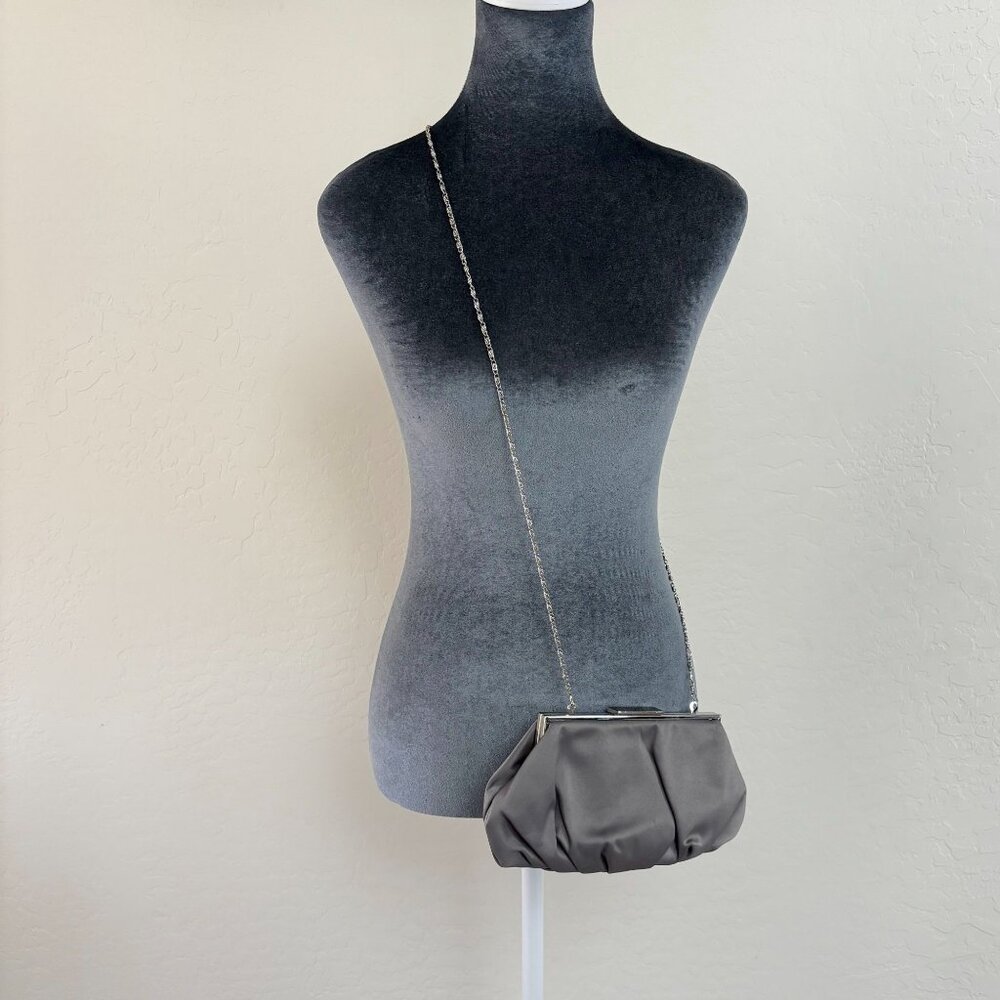Lulu Townsend‎ Satin Clutch/Crossbody - Pewter/Silver